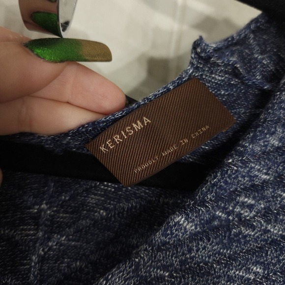Kerisma Tunic Sweater Womens L/XL Blue Heathered Ribbed Pockets Long Sleeve - Picture 10 of 10
